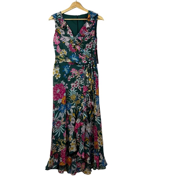 Maggy London Dresses & Skirts - Maggy London Green Floral Midi Dress Size 4P Brand New With Tags faux wrap